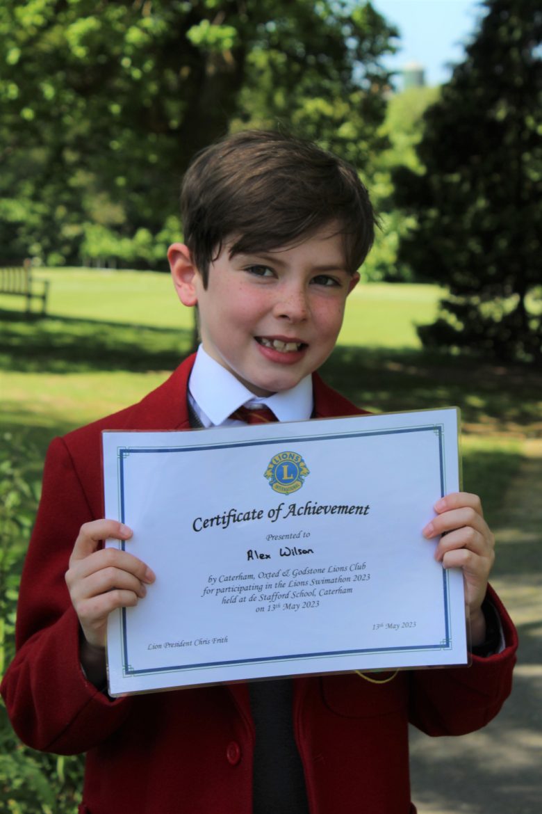 Alex W Charity Certificate