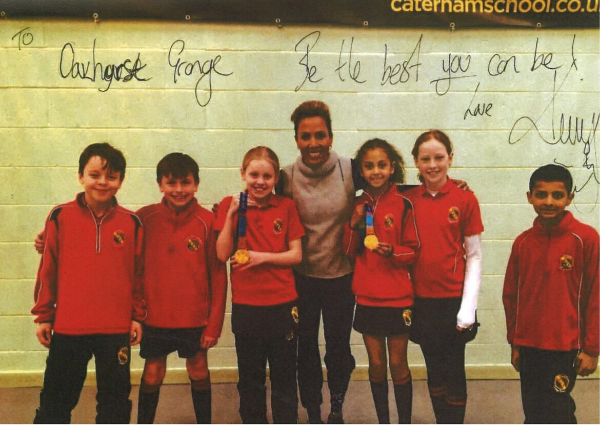 Dame Kelly Holmes with students