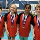 Swim team with medals